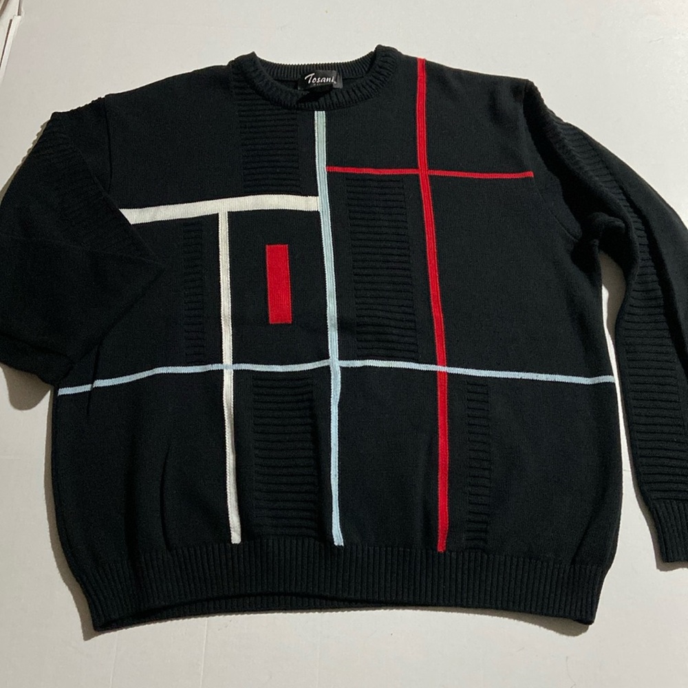 Vintage 90’s Tosani 100% Cotton Sweater with a Geometric Colour Block Design